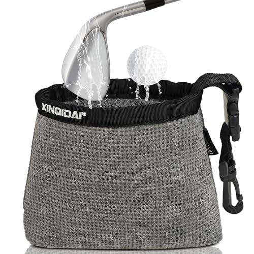 Waterproof Golf Club Cleaner Bag and Golf Ball Washer with Clip,Grey - color: Gray