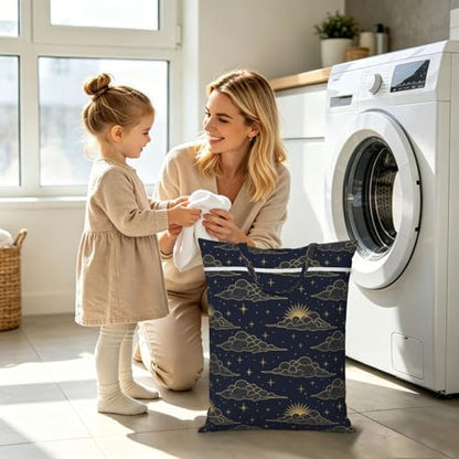 Sun Star Moon Travel Laundry Bag Washable Dirty Clothes Bag for Gym - color: Beautiful Sun Stars Moon