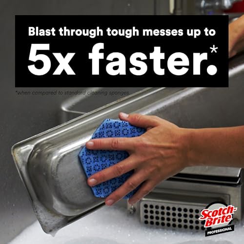 Scotch-Brite Low Scratch Scouring Pad 2000HEX, Blue, 60/Case - color: Blue, size: 60/Case