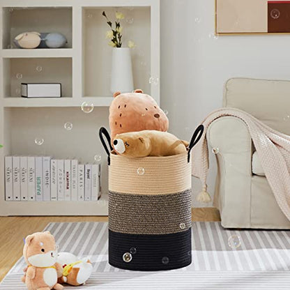 VIPOSCO 72L Tall Woven Laundry Basket Hamper, Brown Black - color: Brown & Black, size: 72L