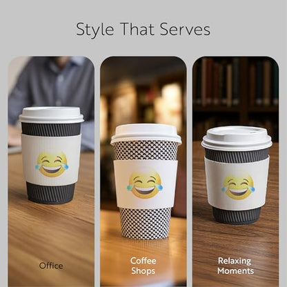 Restaurantware White Paper Crying Laughing Emoji Coffee Cup Sleeve, 50 Pack - color: White, size: Crying Laughing