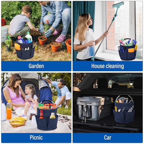 Multifunctional Folding Basket with Handles: Portable Picnic Baskets, Outdoor Beach Baskets, Garden Picking Baskets, Gift Baskets, Collapsible Bathroom Storage Baskets (Blue) - color: Blue