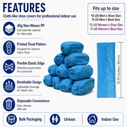 Innovative Haus Blue Disposable Shoe Covers, Non Slip Booties, 100 Pack, LG - size: Large (100 Pack)