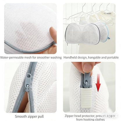 Bra Wash Bag Set, Mesh Laundry Washing Bags with Premium Zipper for Bra, Foldable Mesh Lingerie Underware Wash Bags Protector for Washing Machine - color: Grey