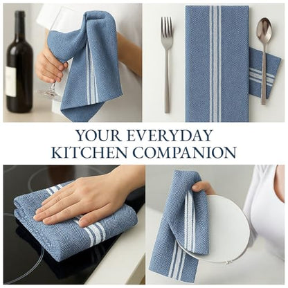 LANE LINEN Absorbent Kitchen Towels 100% Cotton Lint-Free 12 Pack - color: 07: Indigo, size: 12 Pack