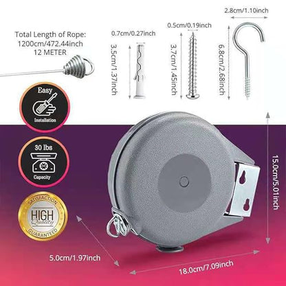 Retractable Invisible Clothesline, 50 Feet Expansion Screw Installation High-Strength Wire for Hanging Bed and Cloth (1)