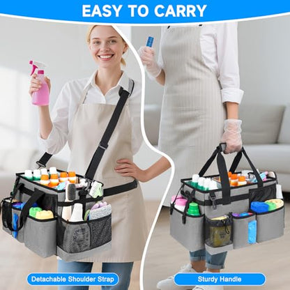 Cleaning Caddy Bag, Large Cleaning Bag for Housekeepers, Rose Gray - color: Gray, size: L