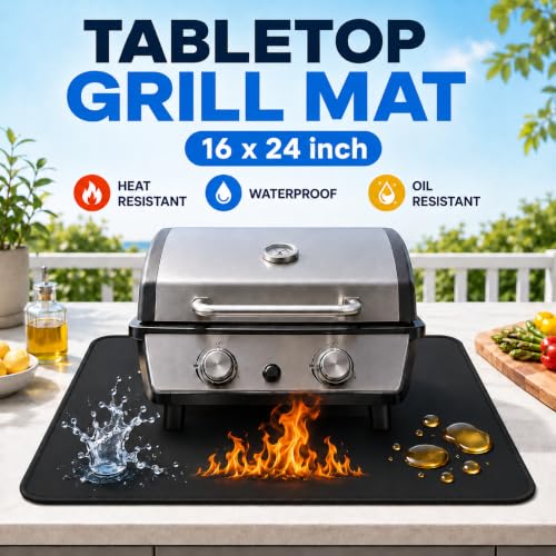 Heat Resistant Grill Mat for Countertop, 2 Pack Waterproof BBQ Mat for Table and Countertop Protection,16x24inch Grill pad, Fits Blackstone, Ninja, Gas Grills - size: 16*24inch-2pack