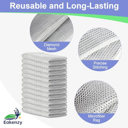 Non Scratch Wire Dishcloth, Multipurpose Wire Dishwashing Rag for Wet and Dry, Steel Cloth for Washing Dishes, Rust Removal Cleaning Cloth Kitchen, No Odor, Double Layer, 20 Pack - size: 20 Pack