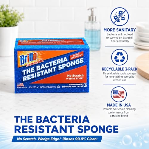 Brillo Estracell No Scratch Scrub Sponge with Wedge Edge, 3-Count