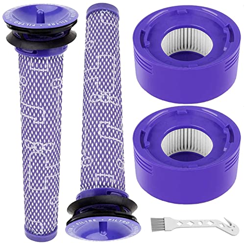 4 Pack V8 Vacuum Filters Replacement Kit Compatible with Dyson V7, V8 Animal and Absolute Vacuum, Compare to Part 965661-01 and 967478-01, 2 Pre-Filters, 2 Post-Filters - size: 2+2 pack
