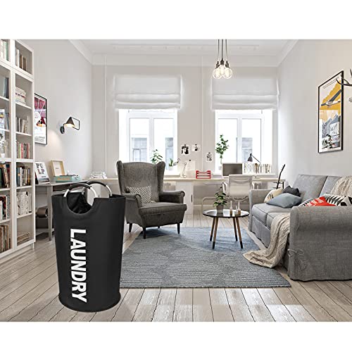 DOKEHOM 125L X-Large Laundry Basket Bag, Collapsible Tall Hamper, Black - color: Black, size: 125L