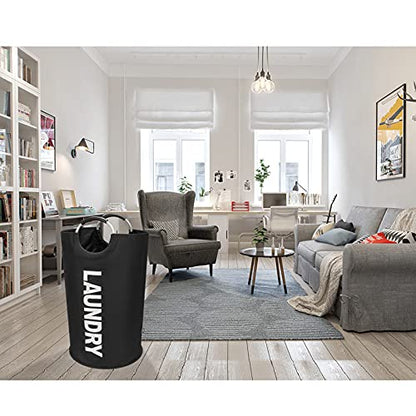 DOKEHOM 125L X-Large Laundry Basket Bag, Collapsible Tall Hamper, Black - color: Black, size: 125L