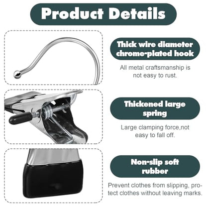 YUXIANLB 100 Pack Boot Hanger Clips Hooks, Heavy Duty Laundry Hooks with Clip, Portable Stainless Steel Clothes Pins Boot Clips for Hanging, Socks Towels Hats Pants Holder for Travel, Closet - size: 100 Count (Pack of 1)