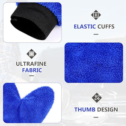 Teenyyou 6 Pcs Car Wash Mitts Microfiber, Blue, Grey, 9.84 x 7.87 Inch - color: Blue, Grey, size: 9.84 x 7.87 Inch