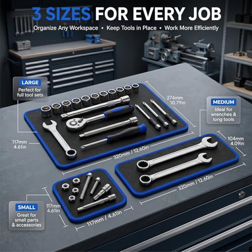 Flexible Magnetic Tool Mat Set 3PCS Magnetic Tool Tray with Strong Magnets - size: S+M+L