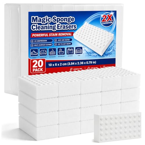 20 Pack 2X Compressed Magic Eraser Sponge, Thick Melamine Cleaning Sponge