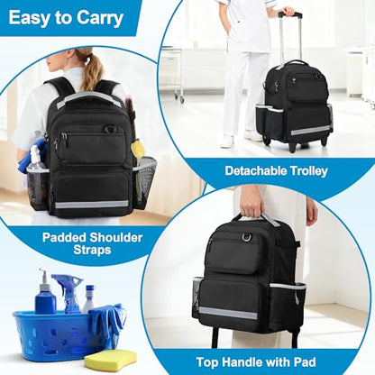 HODRANT Rolling Clean Backpack with Detachable Trolley & Waterproof Bottom