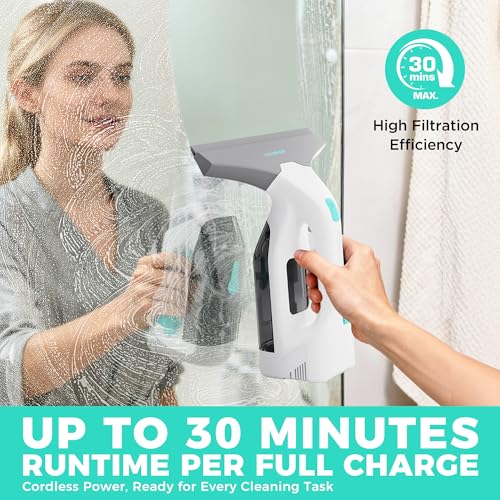 HAUSHOF Electric Window Vacuum Squeegee 11", 2000Pa Cordless Cleaner Set