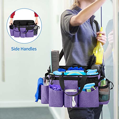 LoDrid Wearable Cleaning Caddy Bag with 4 Foldable Dividers, Purple - color: Purple