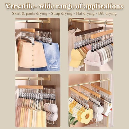 Space-Saving Hanging Closet Organizer with 12 Sturdy Clips, 360° Rotating Multi-Purpose Hanger for Jeans, Leggings, Scarves, Socks & Hats - Maximize Closet Storage (1 Pack)