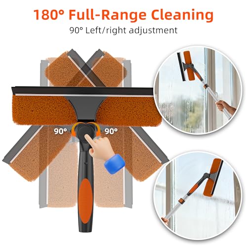 30FT Reach Window Washing Kit, Squeegee with Extension Pole - size: 5-24FT