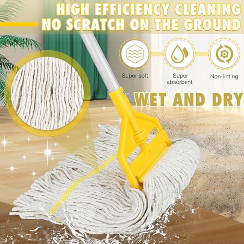 VOUBIEN Commercial Industrial Mop Heavy Duty with 3 Replacement Head