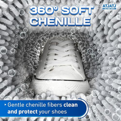 2-Pack Shoe Washing Machine Bag, 360° Deep Shoe Laundry Bag for Washer, Reusable Mesh Shoe Bag with Secure Zipper, Easy Clean Shoe Bag for Sneakers, Tennis Shoes & Gym Trainers