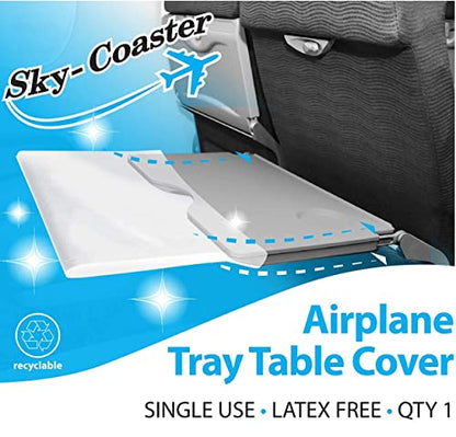 Disposable Airplane Tray Table Cover - Pack of 6 | Premium Medical Grade Material | Individually Packaged | Must Have Travel Essentials for Kids, Toddlers, and Adults