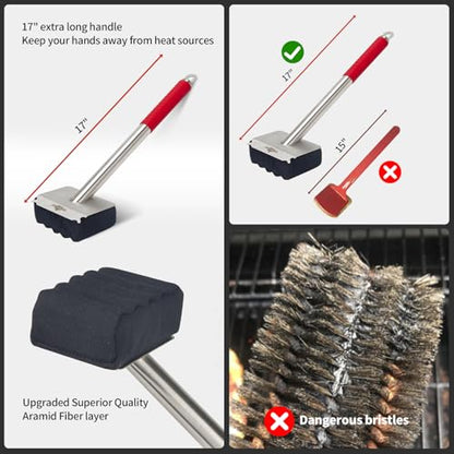 XUDAKAIXIN Grill Brush Bristle Free,Unique Wave pad for Cast Iron/Stainless-Steel Grates, (Only Replaceable Cleaning Head No Grill Brush) - color: Black-replaceable Head