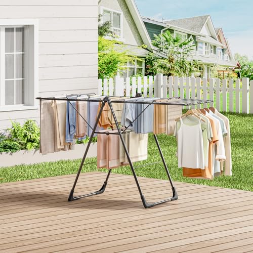 APEXCHASER Clothes Drying Rack, Large Capacity Drying Rack Clothing - color: Jet Black
