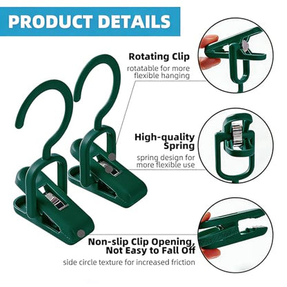 10PCS Laundry Hooks with Clips Super Strong Plastic Home Travel Hanger - color: Green