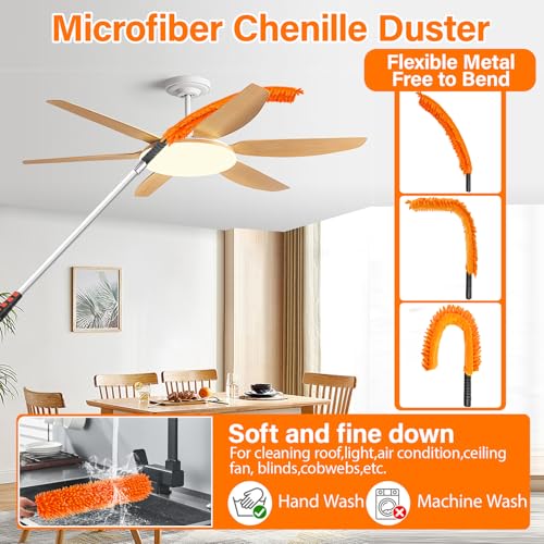 26FT High Reach Duster Cleaning Kit with 5-20 FT Extension Pole - size: Reach 26FT(20FT)