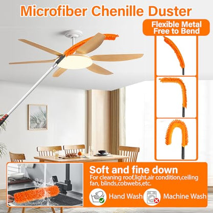 26FT High Reach Duster Cleaning Kit with 5-20 FT Extension Pole - size: Reach 26FT(20FT)
