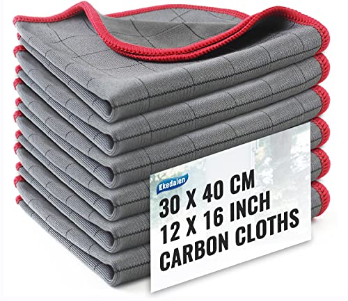Ekedalen Microfiber Cleaning Cloth Lint Free Glass Polish, Red-Dark Grey - color: Red-dark Grey