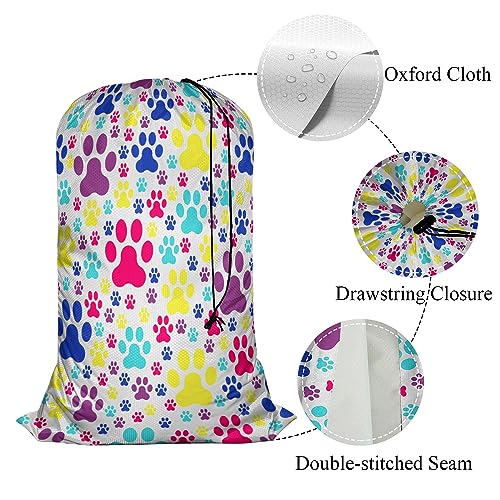 Swono Dog Paws Large Laundry Collapsible Laundry Bag Colorful Puppy Paw Animal Footprint Foldable Laundry Hamper Bag - color: Dog Paws