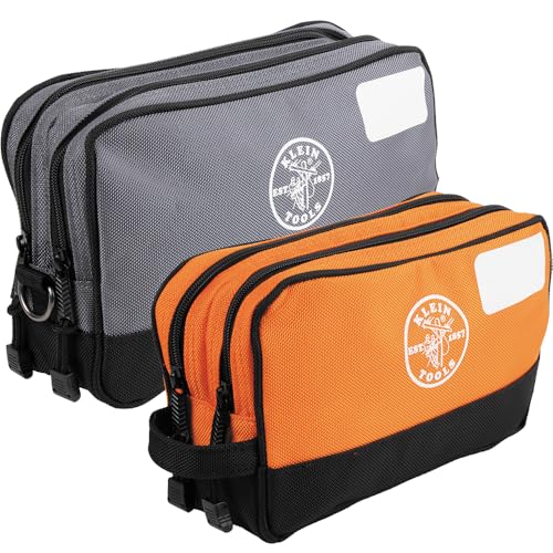 Klein Tools Tool Pouch, Dual Compartments, Heavy-Duty Tool Bag Organizer, Multipurpose Bag - size: 2-Pack