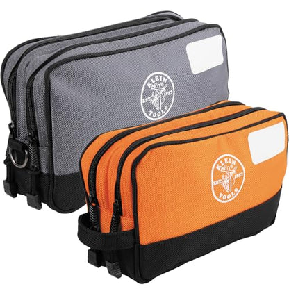 Klein Tools Tool Pouch, Dual Compartments, Heavy-Duty Tool Bag Organizer, Multipurpose Bag - size: 2-Pack