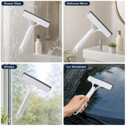 (White) 3-in-1 Multi-Purpose Cleaning Brush, Scraper & Sponge Set for Kitchen Bathroom, All-in-One Scrubbing Tool for Sink Stove Tile Glass - color: White