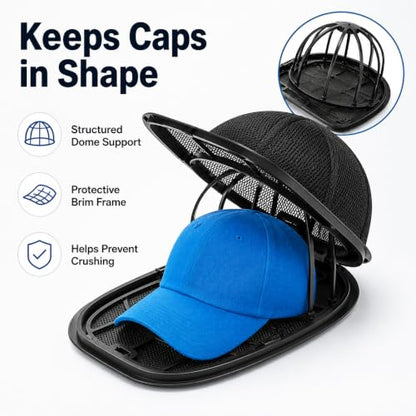 Hat Washer Cage, Multi-Functional Cap Care Bag: Say Goodbye to Flat Brims, Travel-Friendly, Ball Cap Washer Frame for Flat & Curved Hats.2-Pack Black - color: Black, size: 2pcs