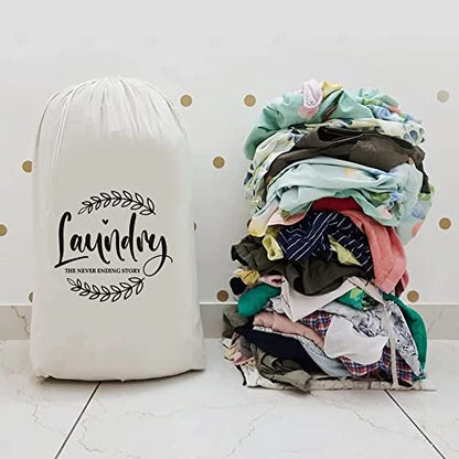 Mayatra's Cotton Laundry Bag for Clothes - Travel Organizer - Eco-Friendly 100% Pure Cotton Drawstring Bag - Large Size - Hanging Laundry Bag Foldable and Washable (Pack Of 2)