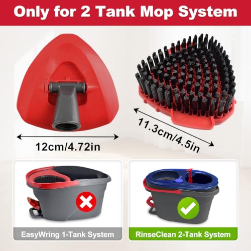 2 Pack Upgrade Scrubber Mop Head and Spin Mop Base for Ocedar,Scrub Brush Compatible with O-Cedar Rinseclean 2 Tank System,Hard Bristle Scrubber Mop with Base for Floor Deck Wall Bathroom and Kitchen - color: Red 2