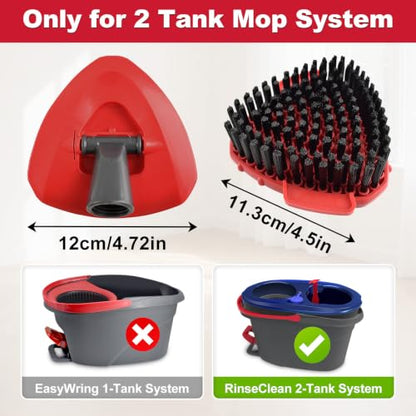2 Pack Upgrade Scrubber Mop Head and Spin Mop Base for Ocedar,Scrub Brush Compatible with O-Cedar Rinseclean 2 Tank System,Hard Bristle Scrubber Mop with Base for Floor Deck Wall Bathroom and Kitchen - color: Red 2