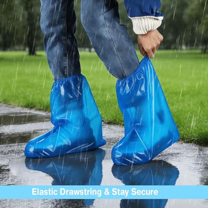 20Pcs(10 pairs) Thickened Waterproof Shoe Covers for Rain, Clear Rain Shoe Covers, One Size Fits Most - color: Blue, size: 10P M Adults