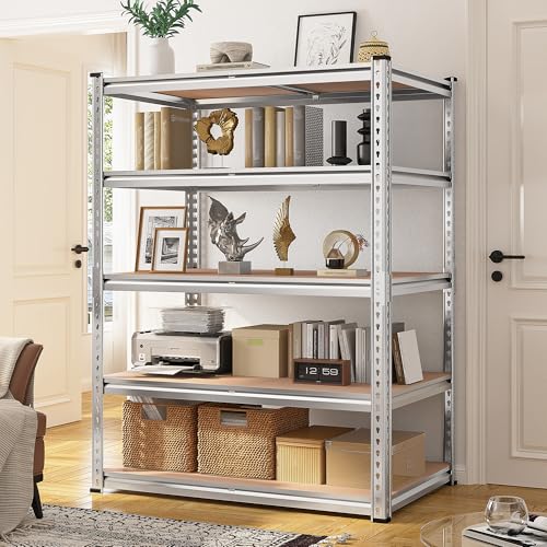 REIBII Galvanized Garage Shelving,5-Tier Metal Rack,36" W x 16" D x 72" H - color: Galvanized