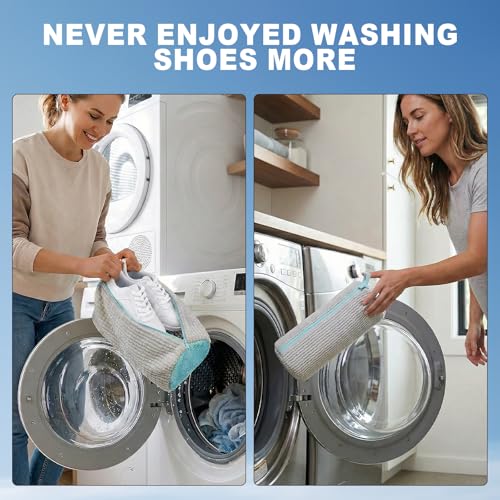 Shoe Washing Bag for Washing Machine, Reusable Laundry Bag for Sneakers, Socks, Gym Shoes Fast Wash, Travel, Dorm Room Essentials (Blue) - color: Blue