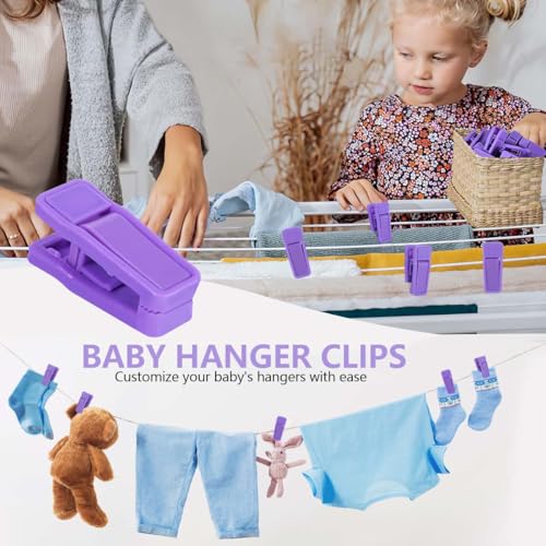 KISEER 40 Pcs Plastic Baby Hanger Clips Slim-line Finger Clips Set for Clothes Hanger Velvet Hanger (Purple) - color: Purple, size: 40 Pcs