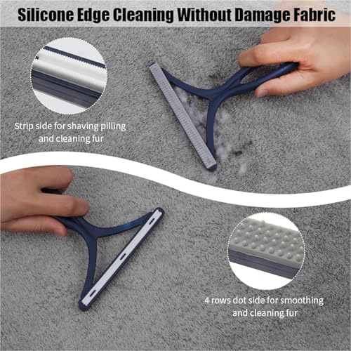 3-Pack Pet Hair Removal Tool, Dog & Cat Hair Remover, Carpet Rake - color: Blue