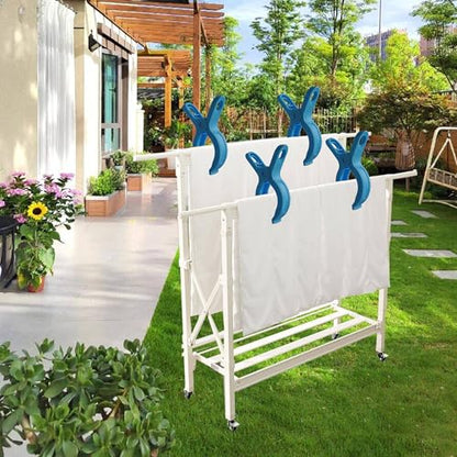 Plastic Clothes Pins Spring Clips Heavy Duty Laundry Clothespins Beach Towel Clips Clothes Pins Air-Drying Clothing Pin ，Set of 8 (Blue) - color: Blue