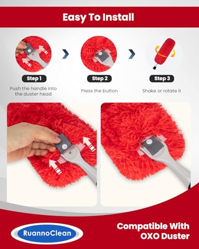 Microfiber Duster Refills Compatible with OXO Good Grips Duster - color: Red, 4 Pack